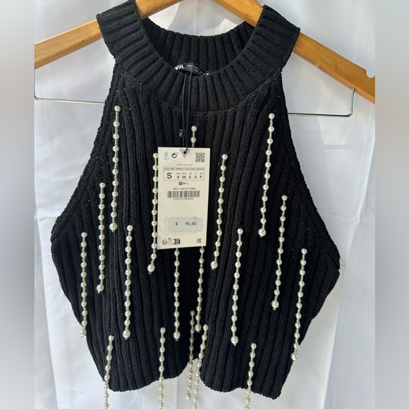 TOP ZARA CHENILLA PERLAS. Size S - Picture 3 of 7